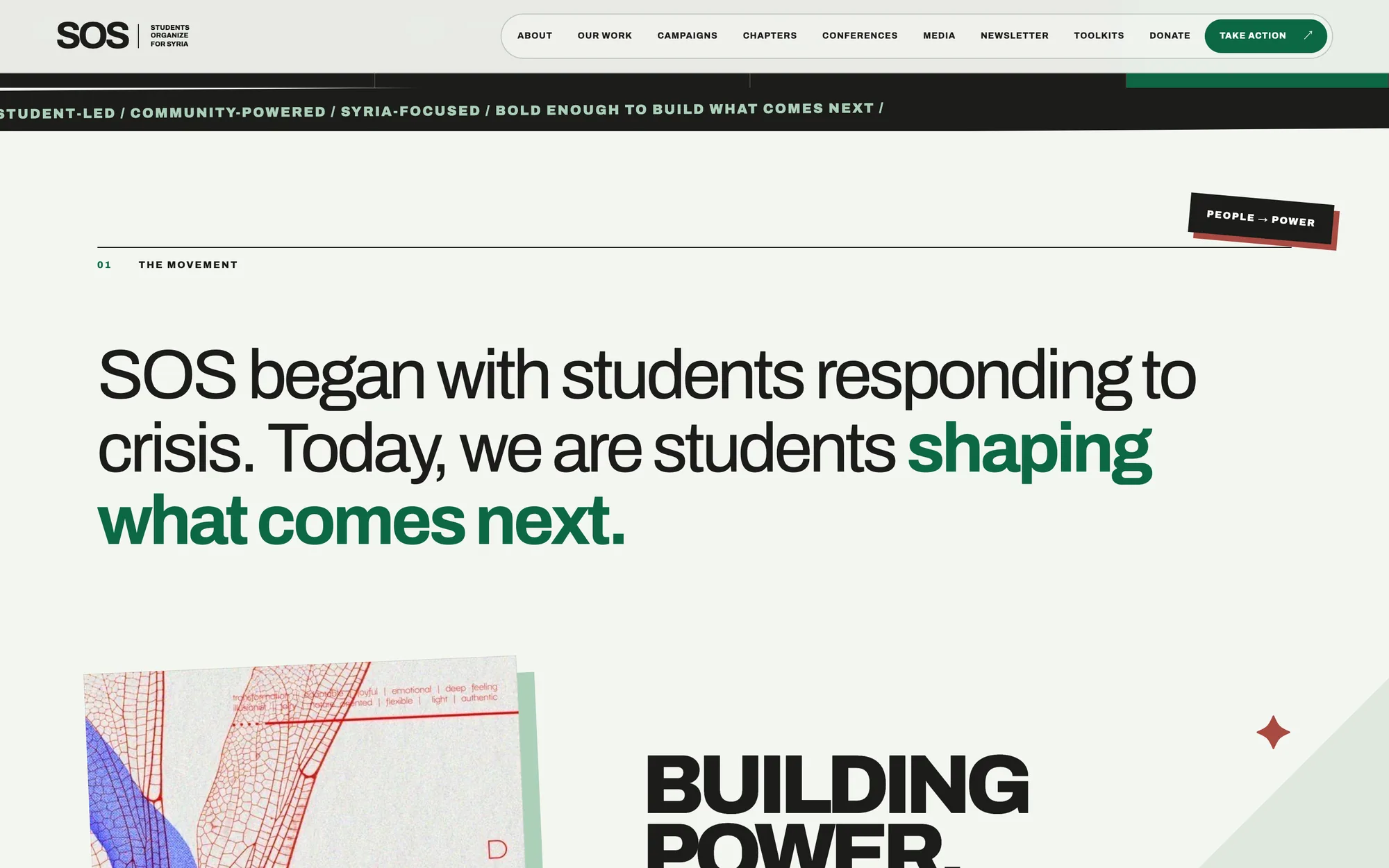 Students Organize for Syria section introducing the movement’s history