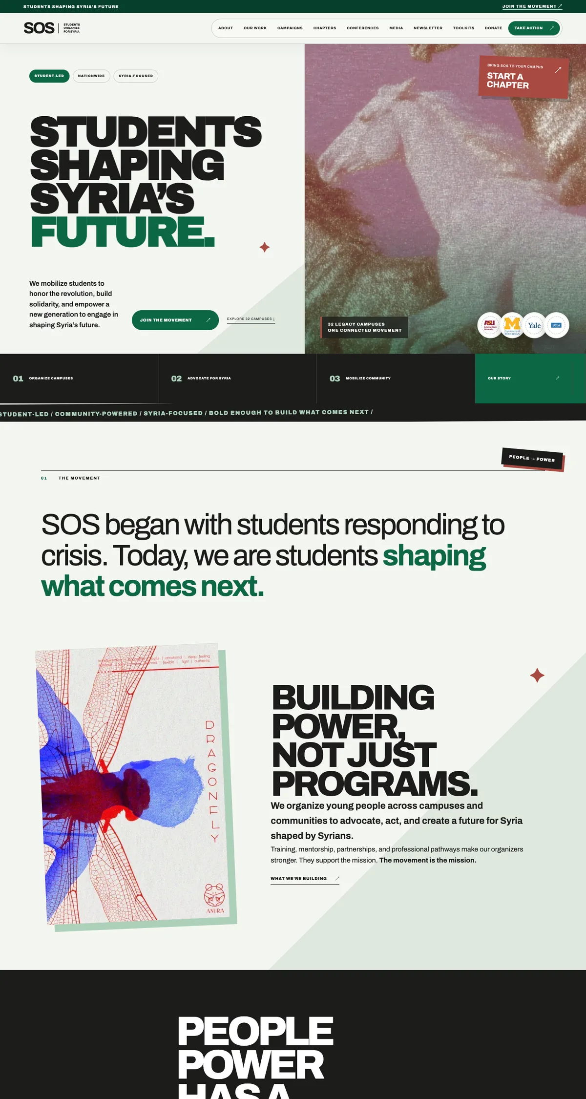 Students Organize for Syria homepage reading Students Shaping Syria’s Future