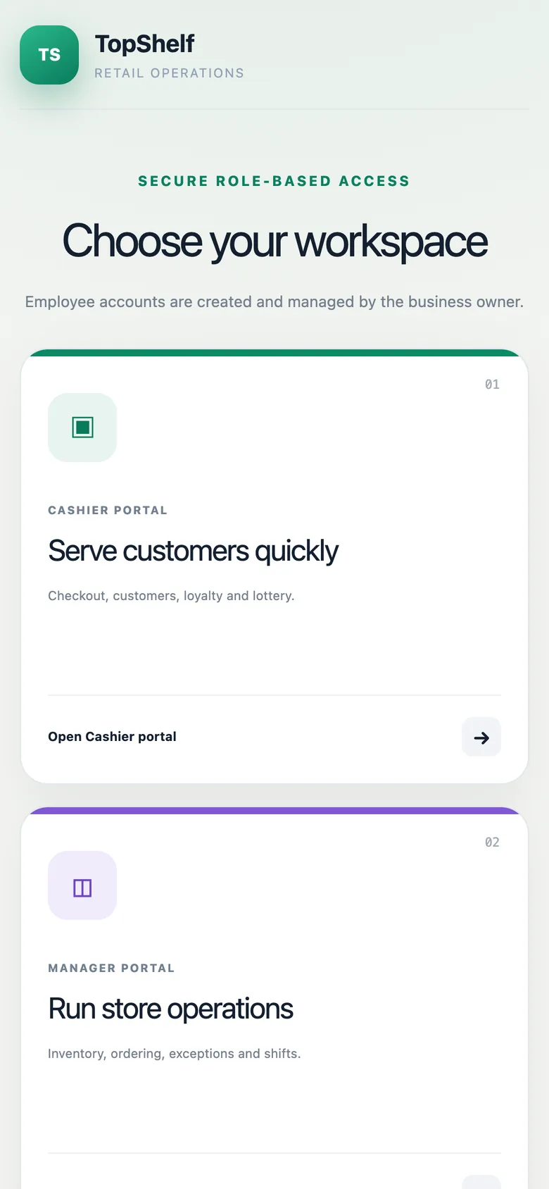TopShelf Retail Operations on a phone